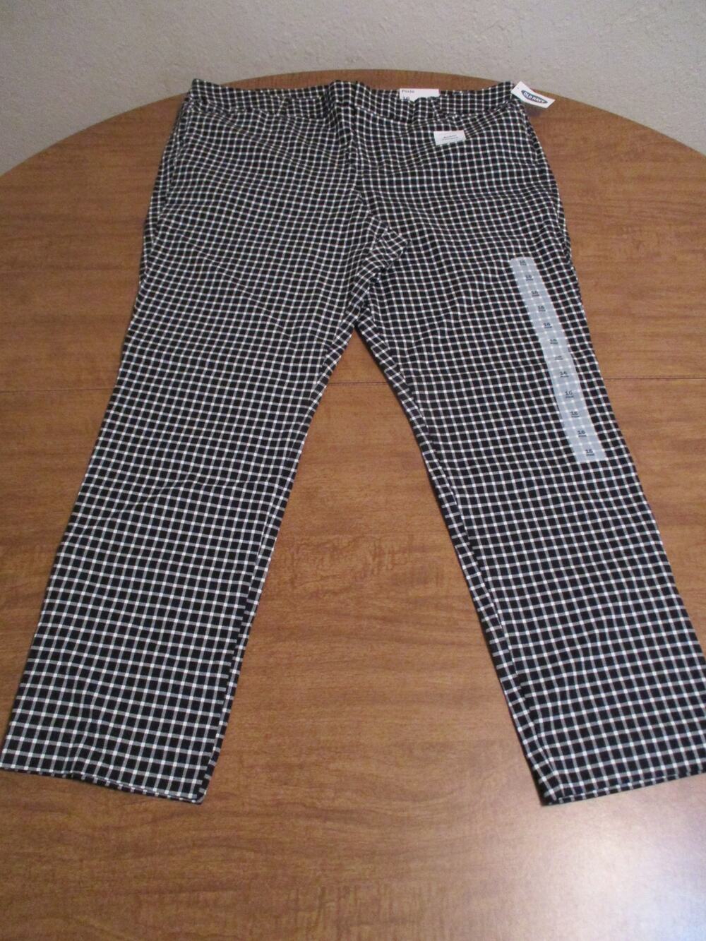 OLD NAVY PIXIE BLACK GRID GINGHAM HIGH WAIST ANKLE PANTS 16